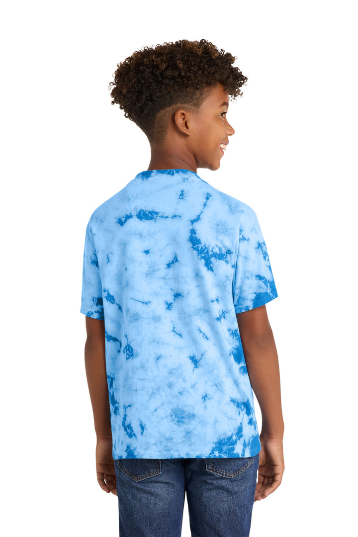 Sky Blue Port & Company Youth Crystal Tie-Dye Tee PC145Y
