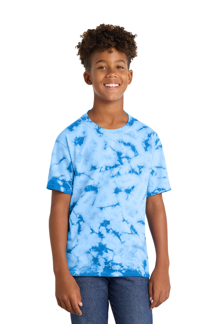 Sky Blue Port & Company Youth Crystal Tie-Dye Tee PC145Y