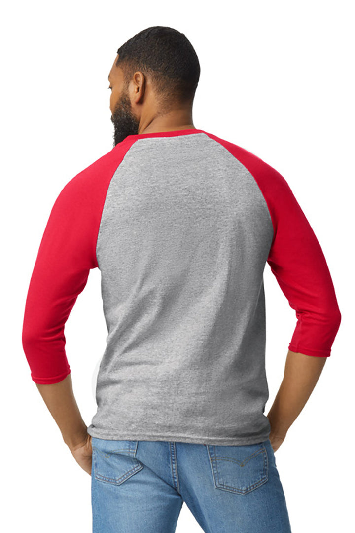 SpGTrimRed Gildan Heavy Cotton 3/4-Sleeve Raglan T-Shirt. 5700