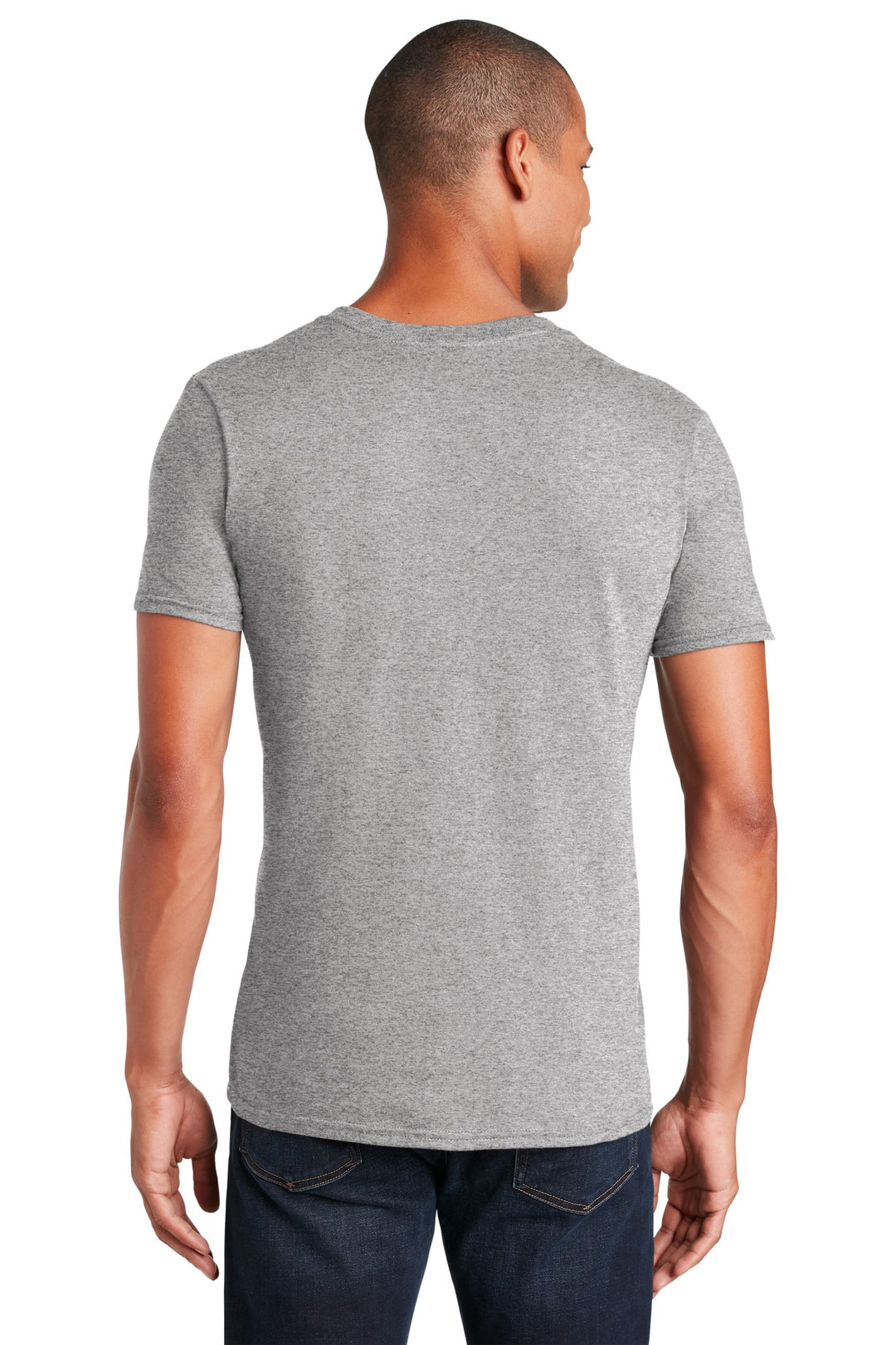 Sport Grey Gildan Softstyle V-Neck T-Shirt. 64V00