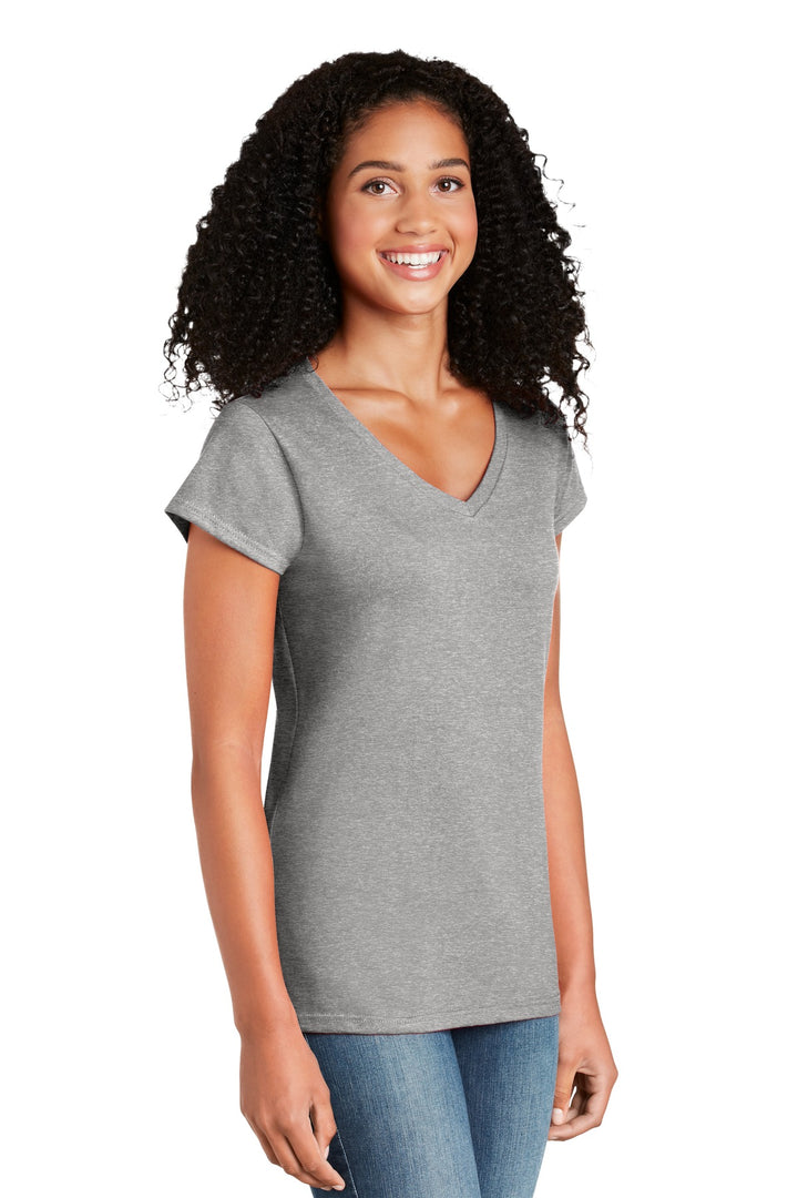 Sport Grey Gildan Softstyle Women's Fit V-Neck T-Shirt. 64V00L