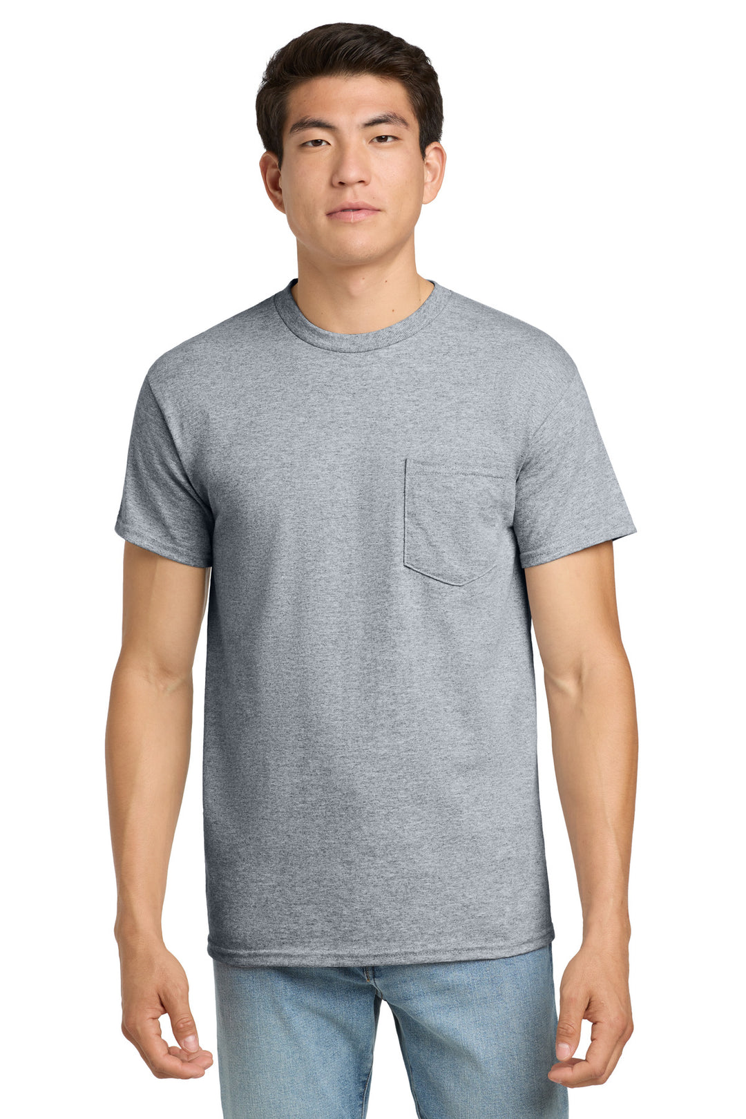 Sport Grey Gildan - Ultra Cotton 100% US Cotton T-Shirt with Pocket. 2300