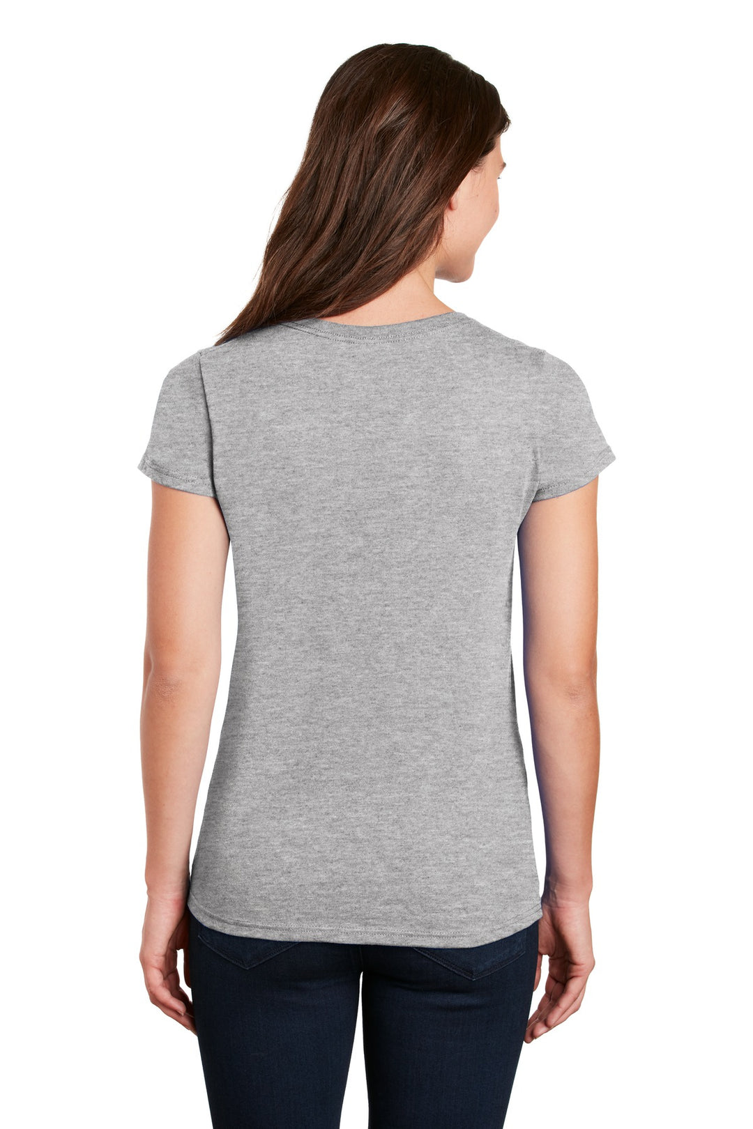 Sport Grey Gildan Women's Heavy Cotton 100% Cotton V-Neck T-Shirt. 5V00L