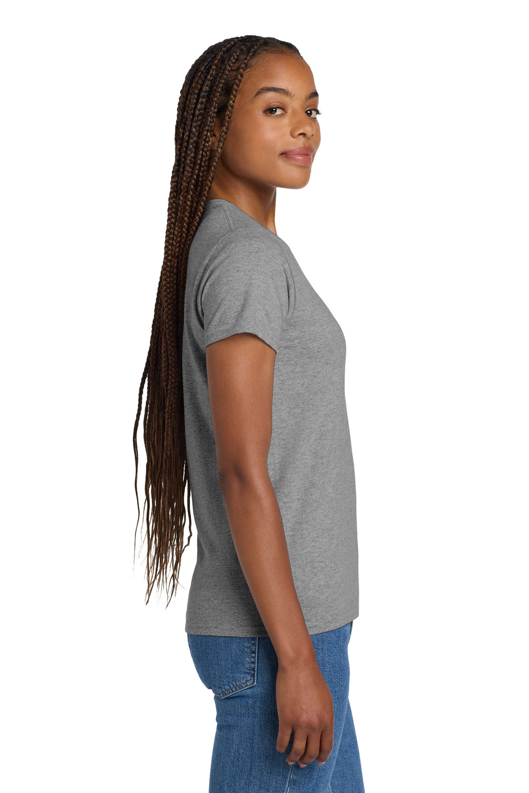 Sport Grey Gildan Women's Ultra Cotton 100% US Cotton T-Shirt. 2000L