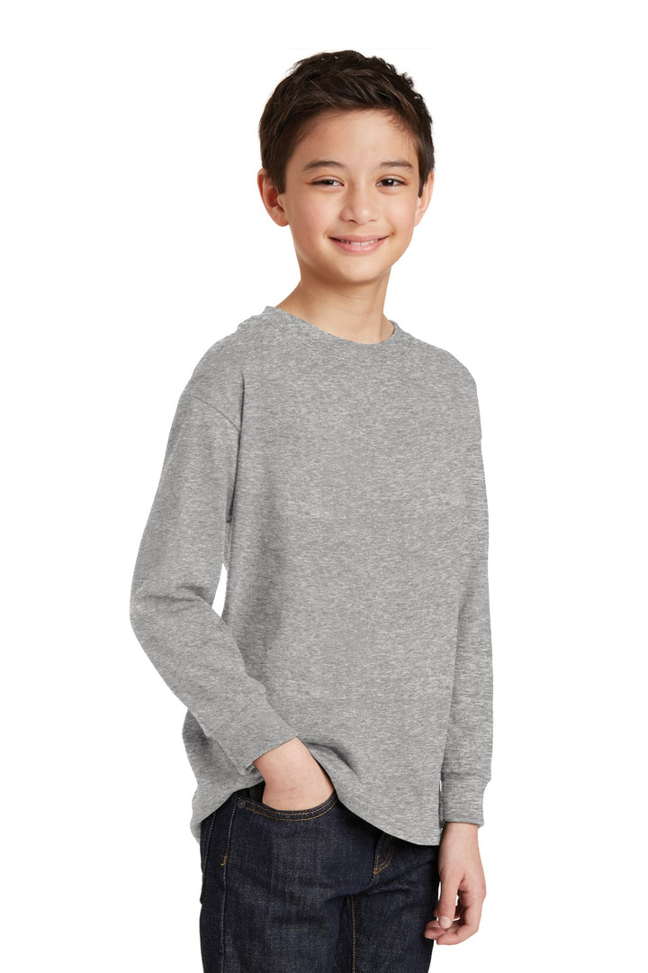Sport Grey Gildan Youth Heavy Cotton 100% Cotton Long Sleeve T-Shirt. 5400B