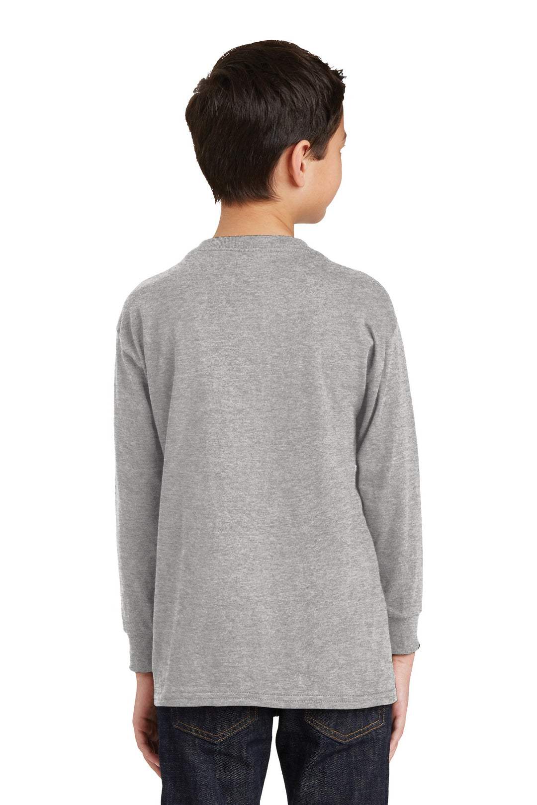 Sport Grey Gildan Youth Heavy Cotton 100% Cotton Long Sleeve T-Shirt. 5400B