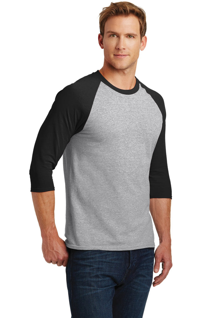 Sport Grey/Blk Gildan Heavy Cotton 3/4-Sleeve Raglan T-Shirt. 5700