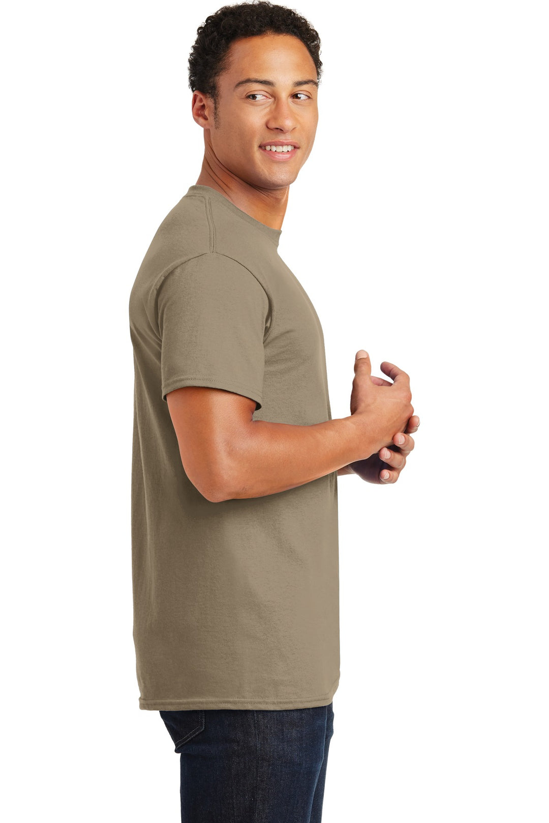 TAN Gildan - Ultra Cotton 100% US Cotton T-Shirt. 2000