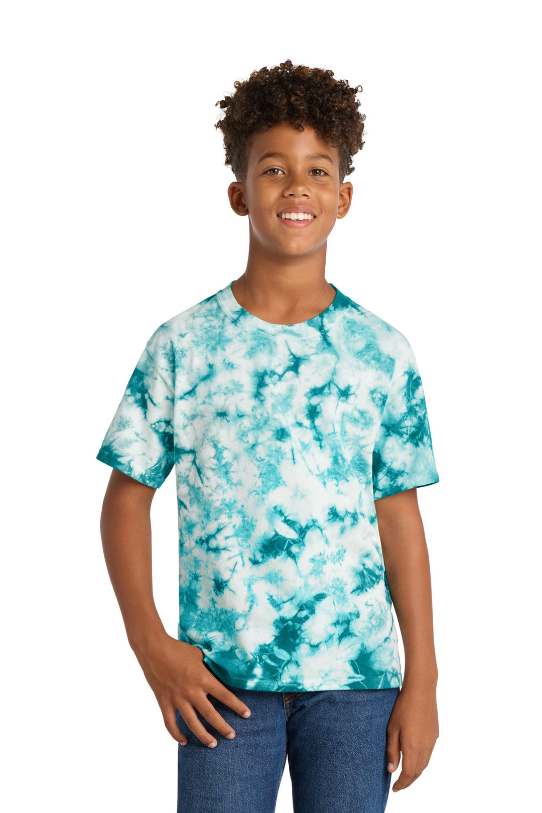 Teal Port & Company Youth Crystal Tie-Dye Tee PC145Y