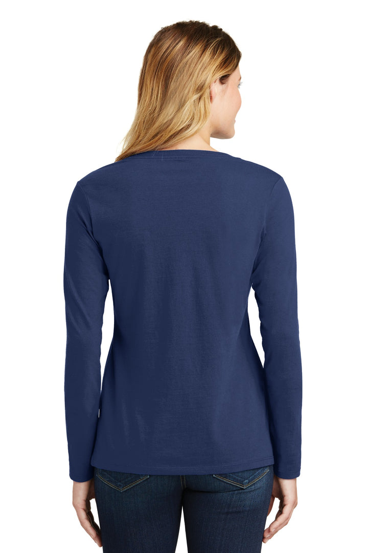 Team Navy Port & Company Women's Long Sleeve Fan Favorite V-Neck Tee. LPC450VLS