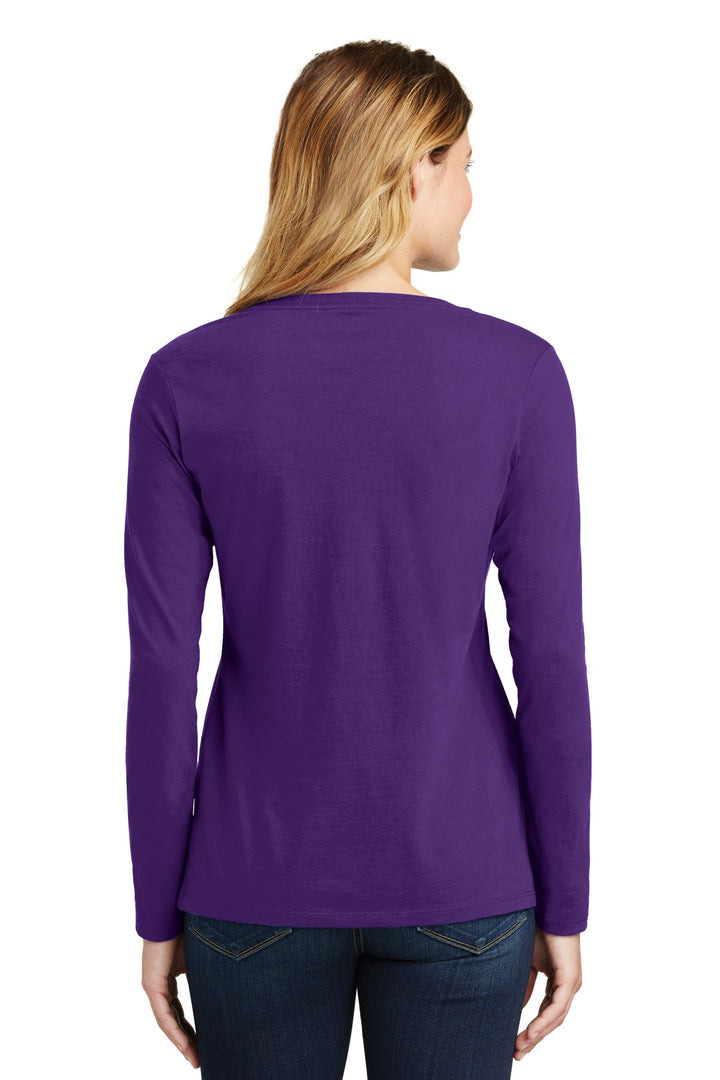 Team Purple Port & Company Women's Long Sleeve Fan Favorite V-Neck Tee. LPC450VLS