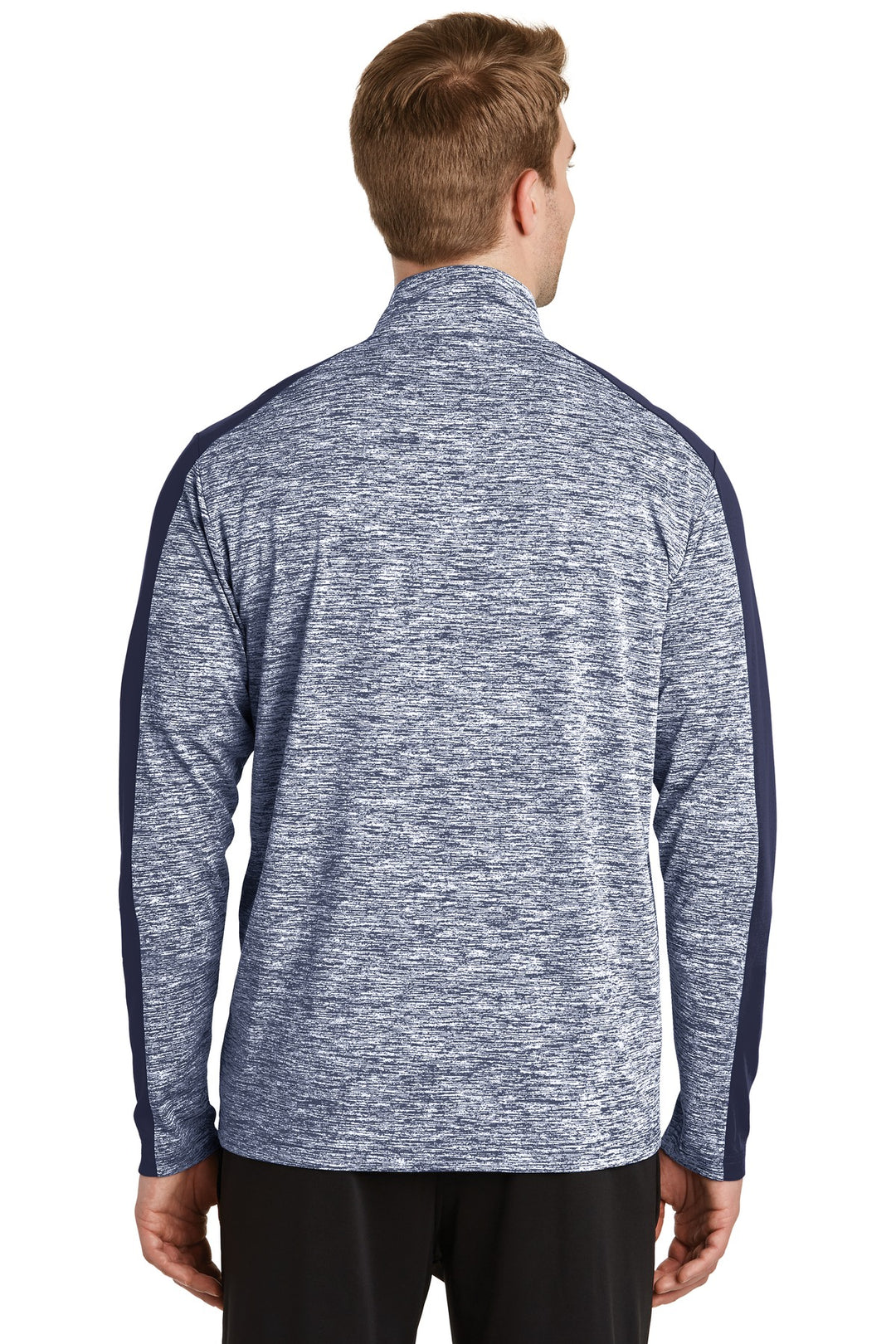 Tr Navy E/T Ny Sport-Tek PosiCharge Electric Heather Colorblock 1/4-Zip Pullover. ST397