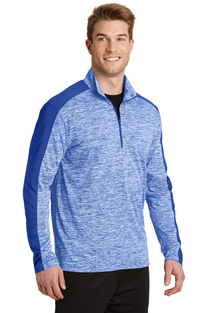 Tr Roy E/Tr Ry Sport-Tek PosiCharge Electric Heather Colorblock 1/4-Zip Pullover. ST397