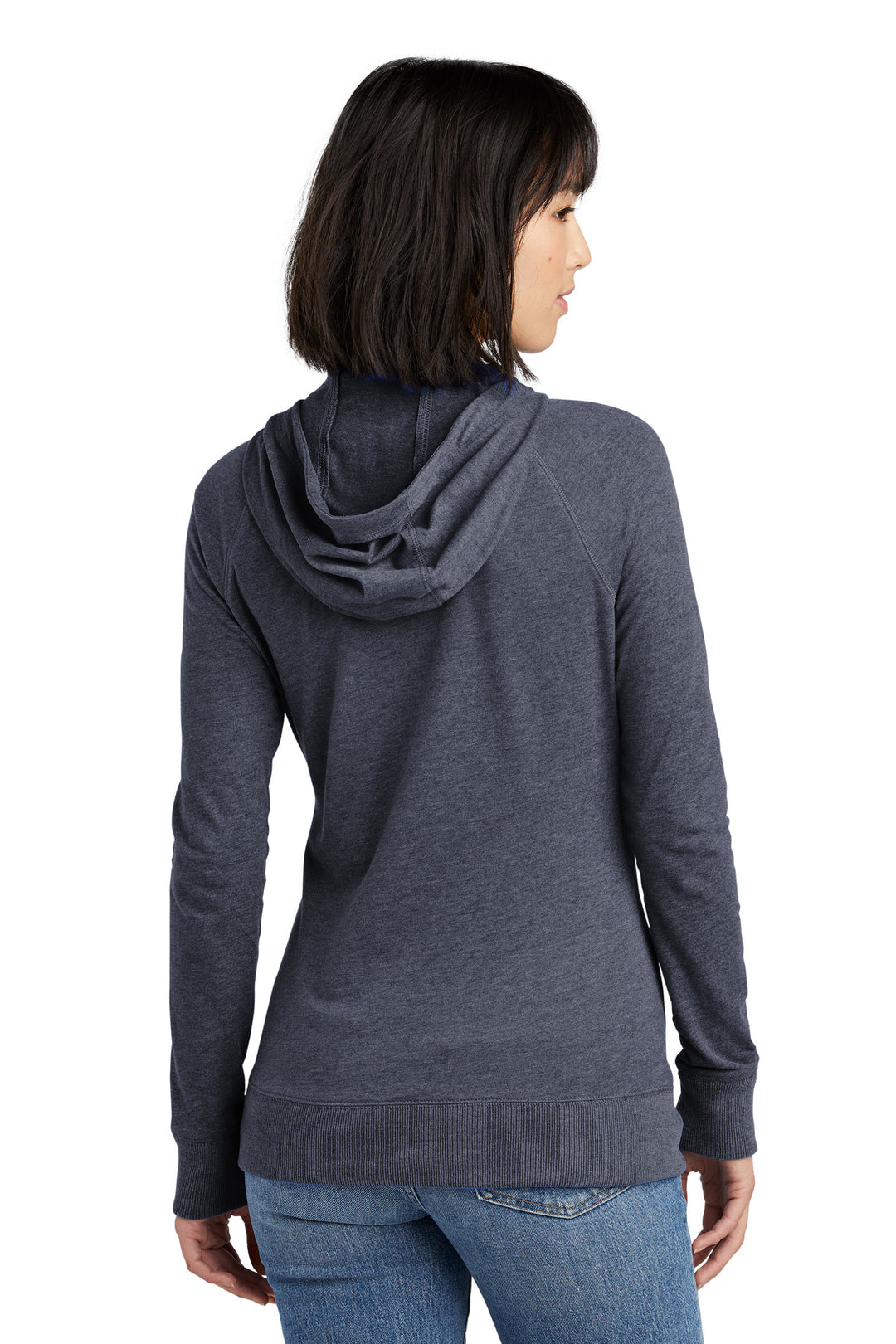 True Navy Hthr New Era Women's Sueded Cotton Blend Full-Zip Hoodie. LNEA122