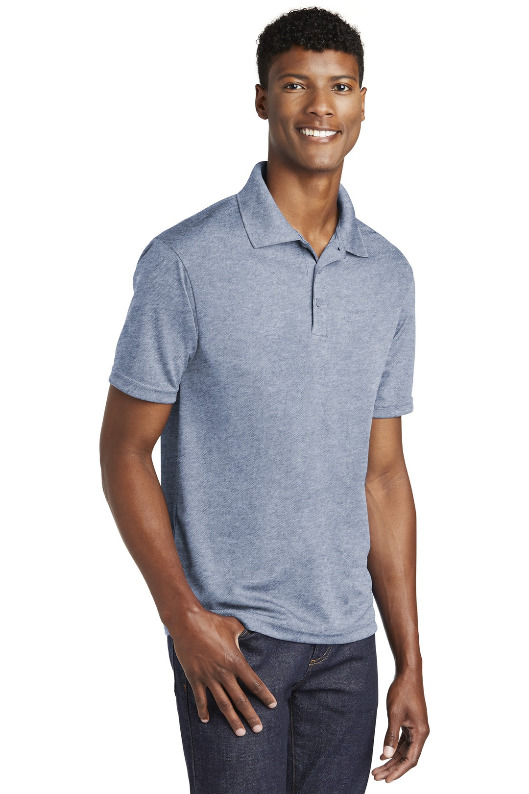 True Navy Hthr Sport-Tek PosiCharge RacerMesh Polo. ST640