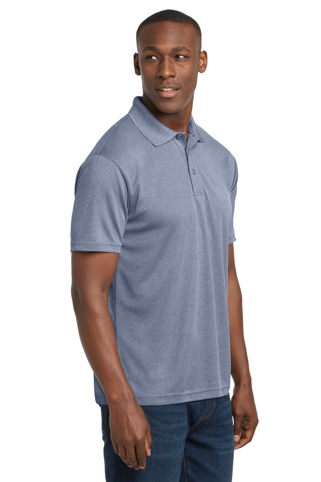 True Navy Hthr Sport-Tek PosiCharge RacerMesh Polo. ST640