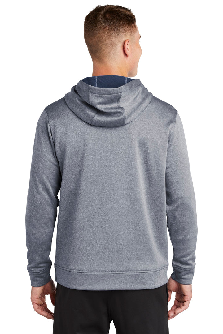 True Navy Hthr Sport-Tek PosiCharge Sport-Wick Heather Fleece Hooded Pullover. ST264