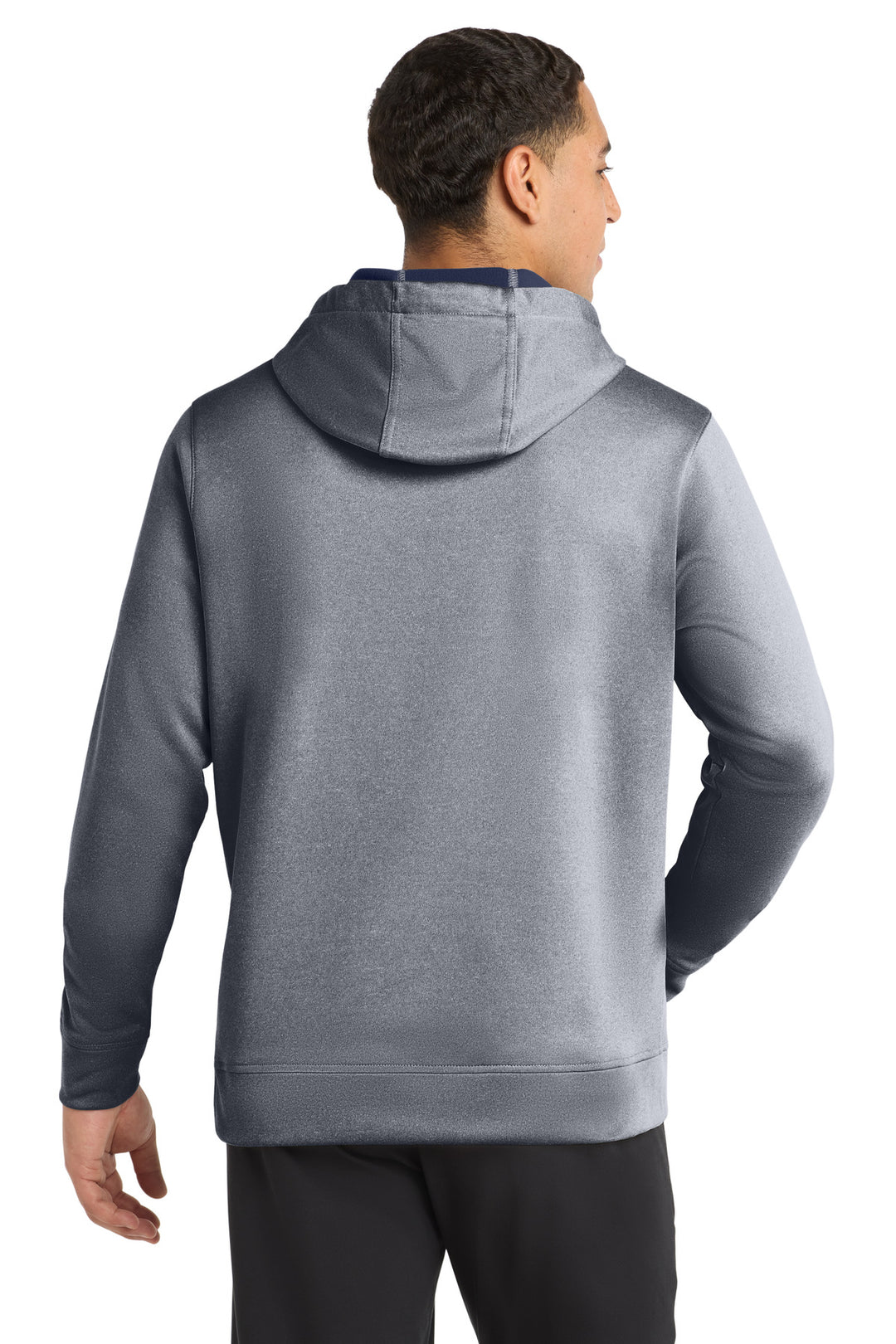 True Navy Hthr Sport-Tek PosiCharge Sport-Wick Heather Fleece Hooded Pullover. ST264