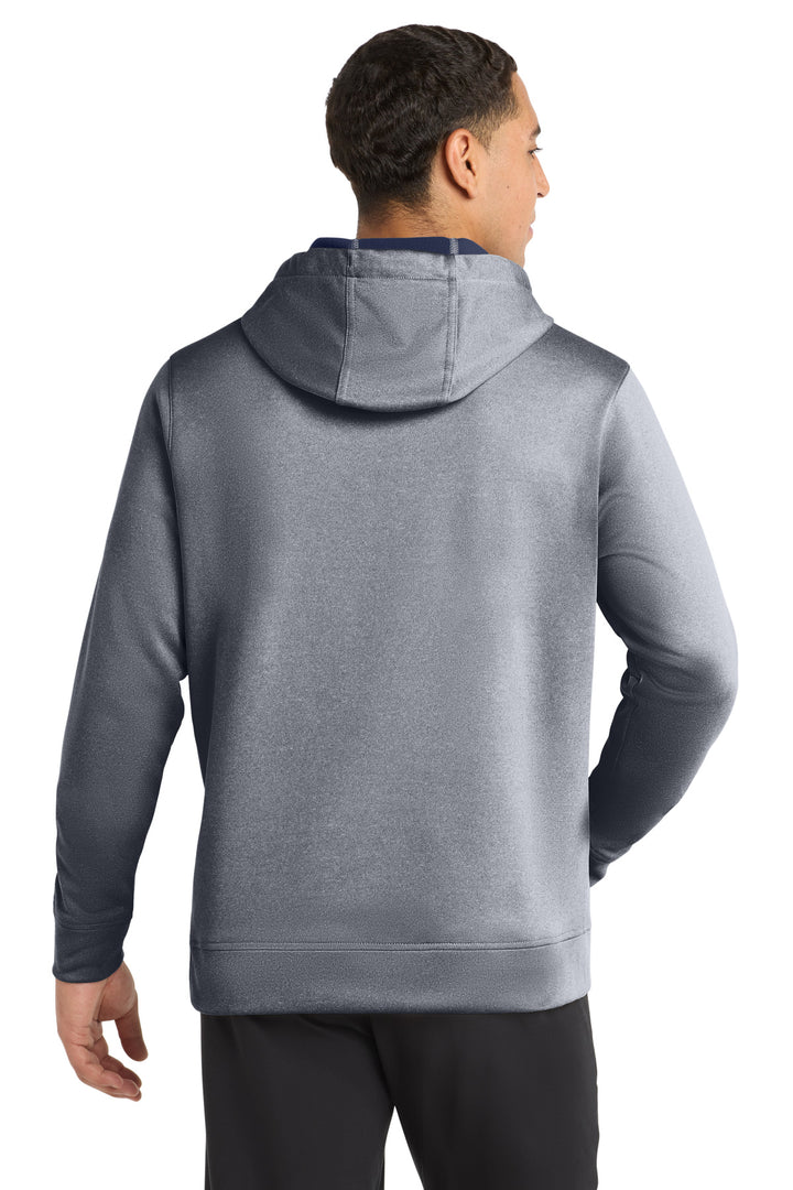True Navy Hthr Sport-Tek PosiCharge Sport-Wick Heather Fleece Hooded Pullover. ST264