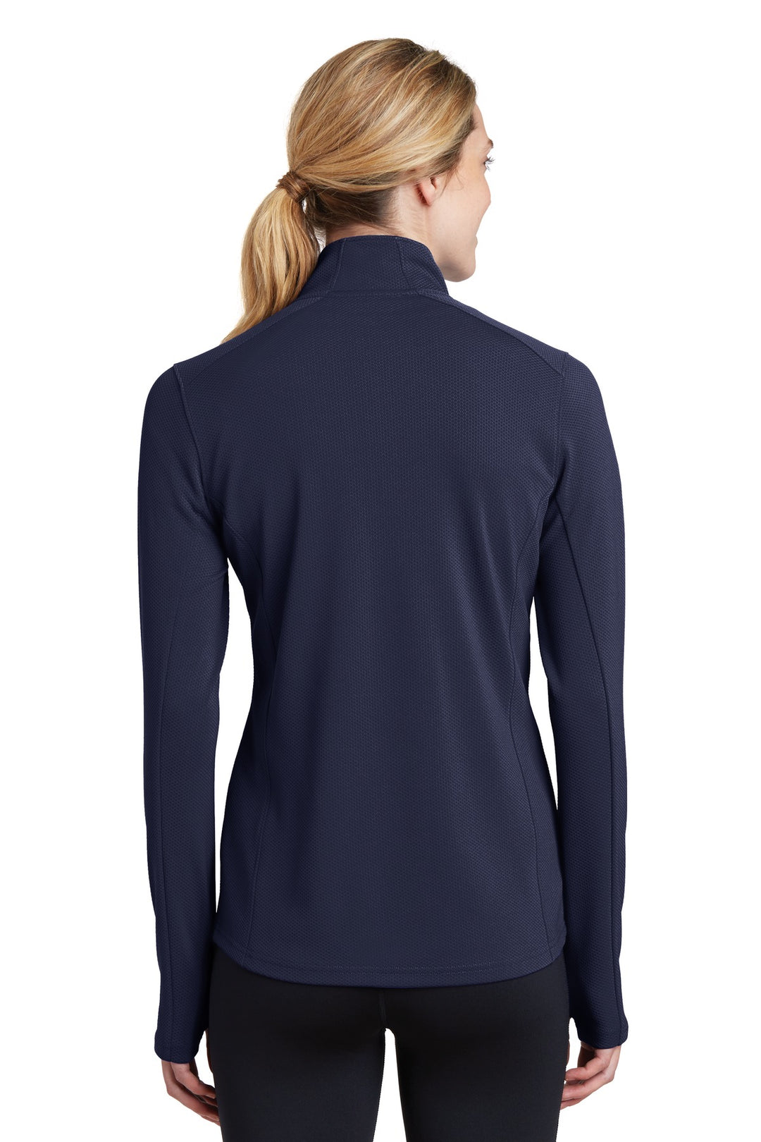 True Navy Sport-Tek Women's Sport-Wick Textured 1/4-Zip Pullover. LST860