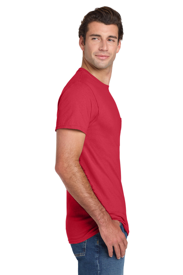 True Red Jerzees - Dri-Power 50/50 Cotton/Poly Pocket T-Shirt. 29MP