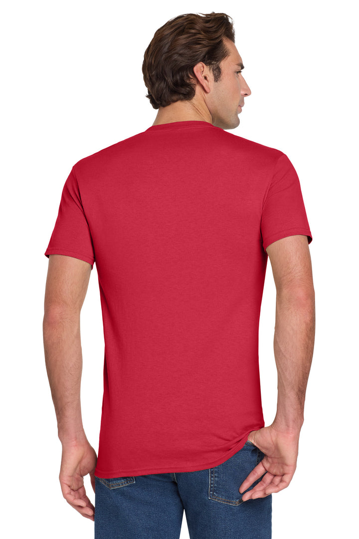 True Red Jerzees - Dri-Power 50/50 Cotton/Poly Pocket T-Shirt. 29MP
