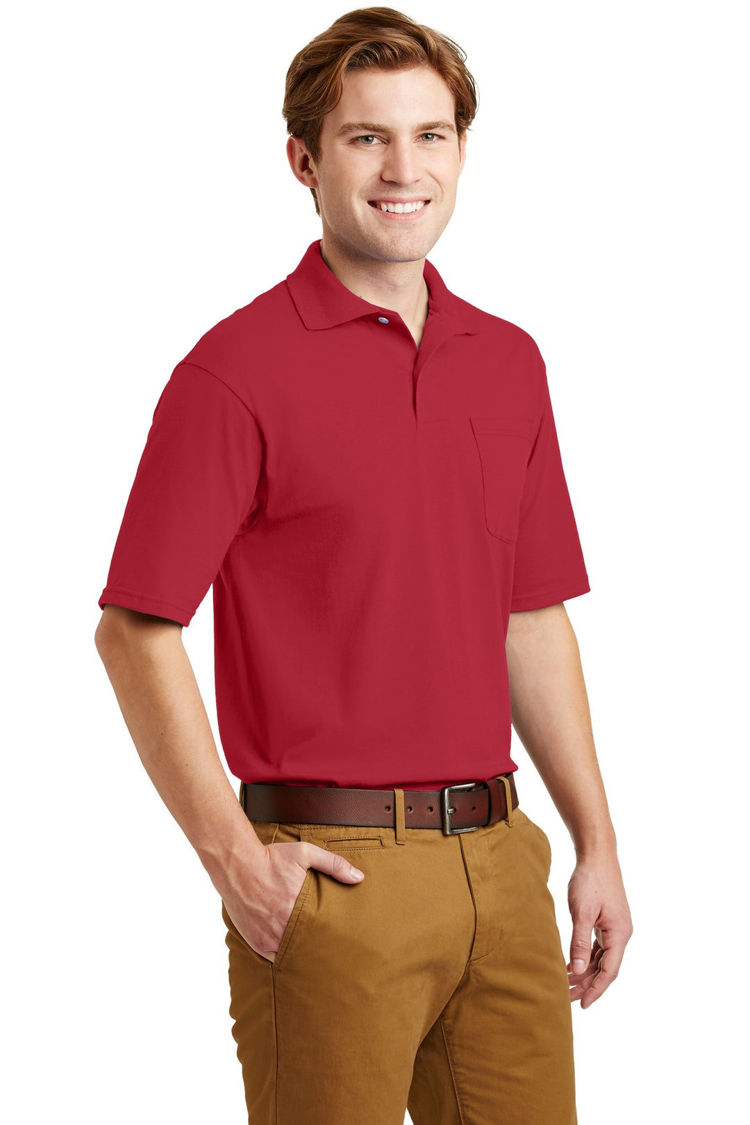 True Red Jerzees Dri-Power Pocket Sport Shirt. 436MP
