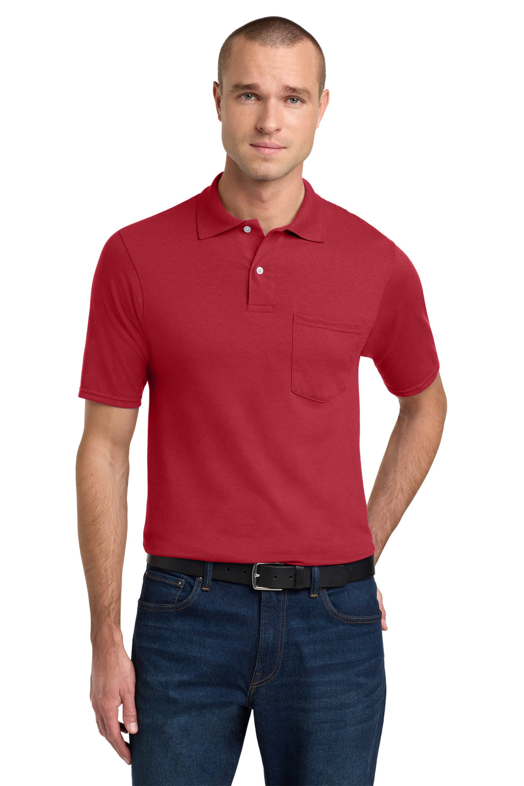 True Red Jerzees Dri-Power Pocket Sport Shirt. 436MP