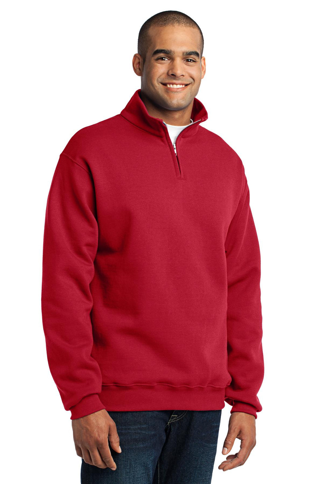 True Red Jerzees - NuBlend 1/4-Zip Cadet Collar Sweatshirt. 995M