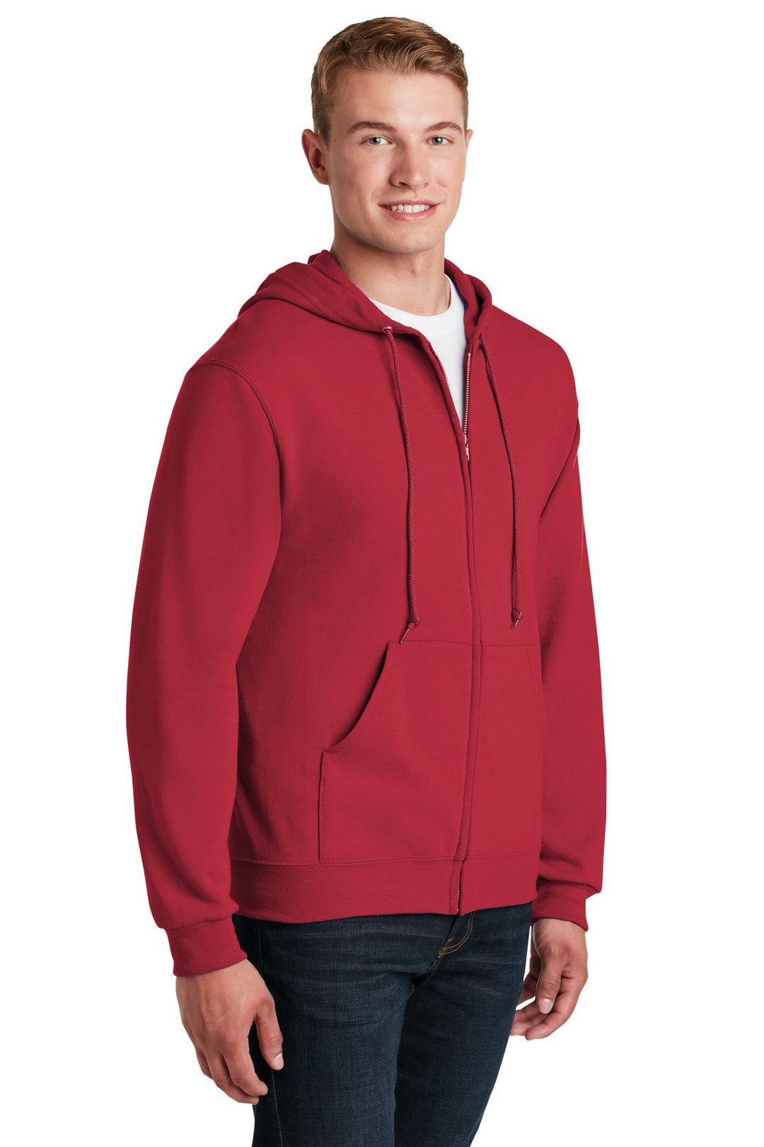 True Red Jerzees - NuBlend Full-Zip Hooded Sweatshirt. 993M