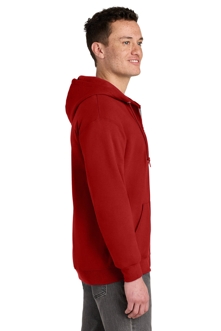 True Red Jerzees - NuBlend Full-Zip Hooded Sweatshirt. 993M