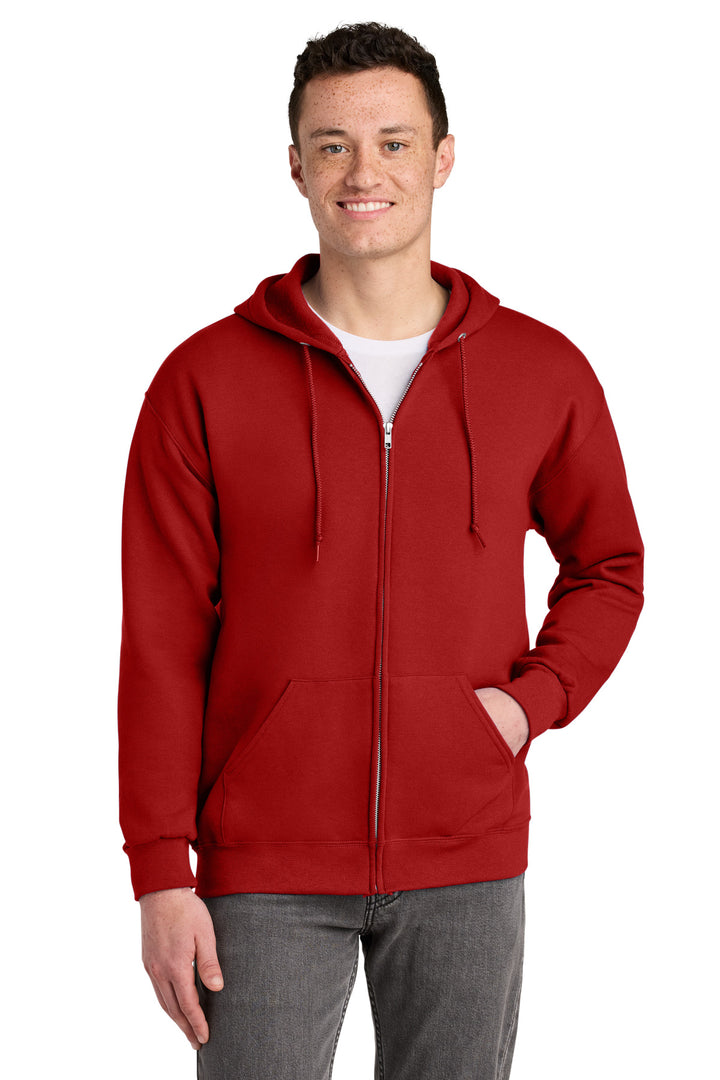 True Red Jerzees - NuBlend Full-Zip Hooded Sweatshirt. 993M