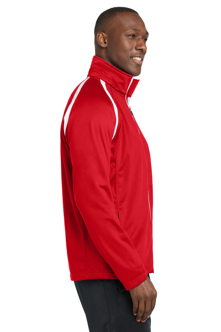 True Red/White Sport-Tek Tricot Track Jacket. JST90