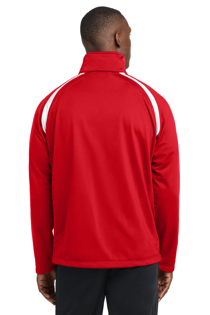 True Red/White Sport-Tek Tricot Track Jacket. JST90