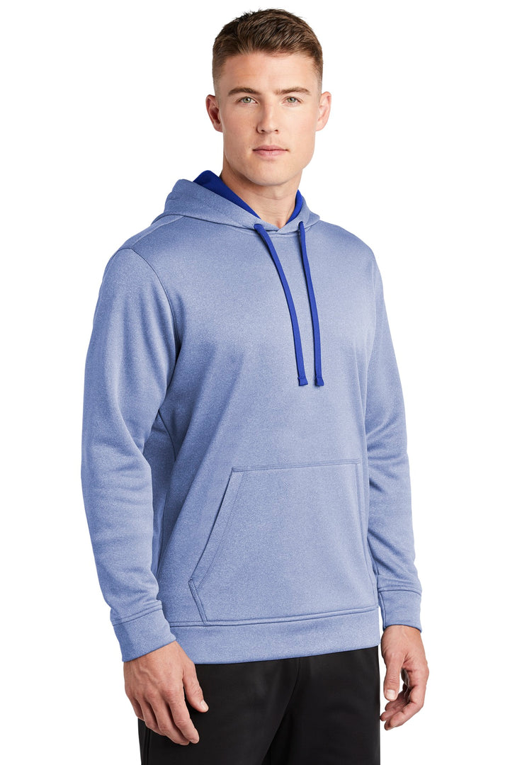 True Royal Hth Sport-Tek PosiCharge Sport-Wick Heather Fleece Hooded Pullover. ST264