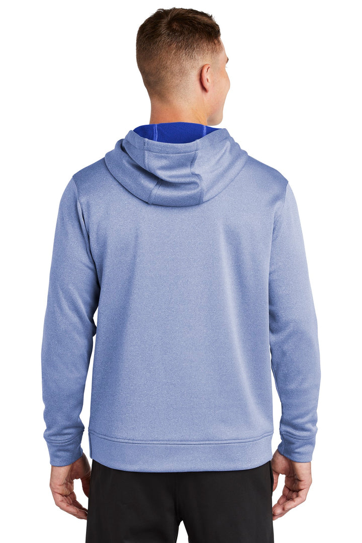 True Royal Hth Sport-Tek PosiCharge Sport-Wick Heather Fleece Hooded Pullover. ST264