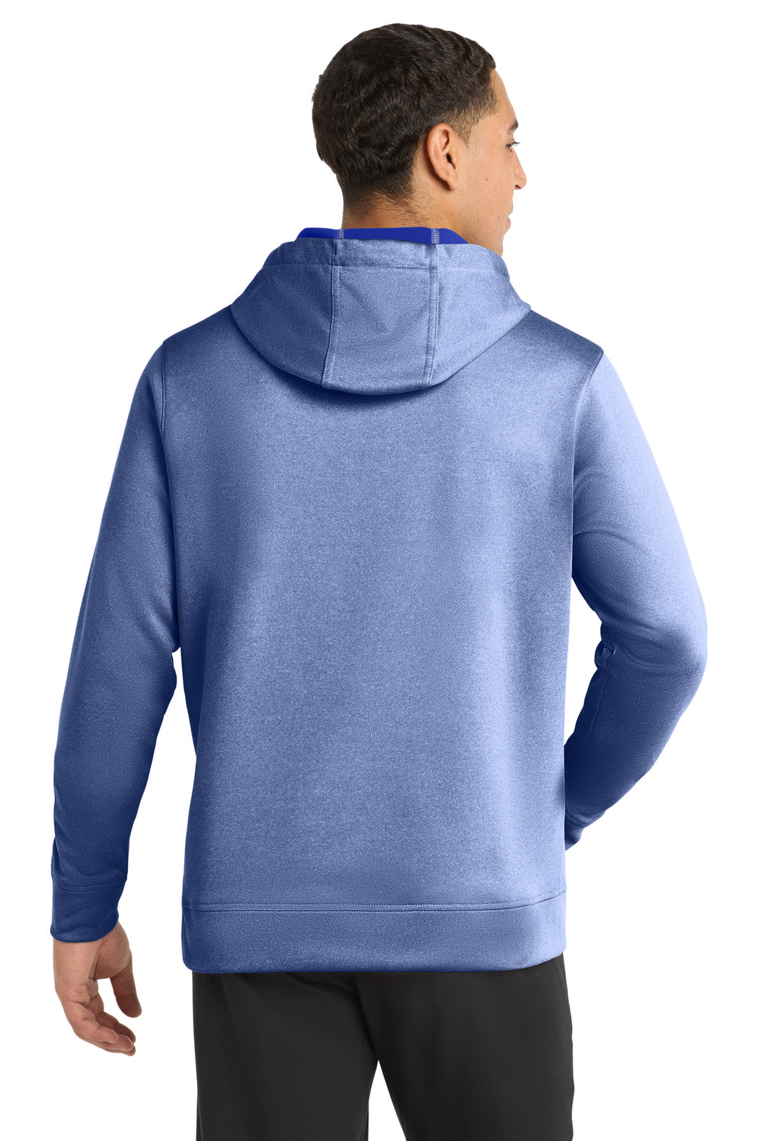 True Royal Hth Sport-Tek PosiCharge Sport-Wick Heather Fleece Hooded Pullover. ST264
