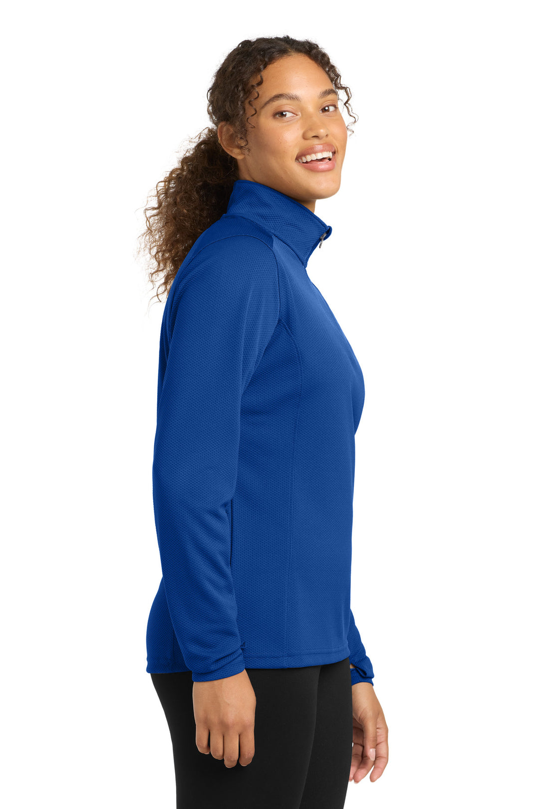 True Royal Sport-Tek Women's Sport-Wick Textured 1/4-Zip Pullover. LST860