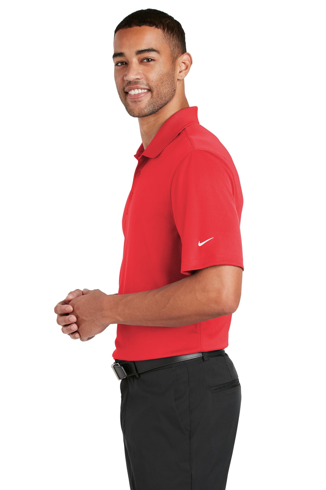 University Red Nike Dri-FIT Classic Fit Players Polo with Flat Knit Collar. 838956