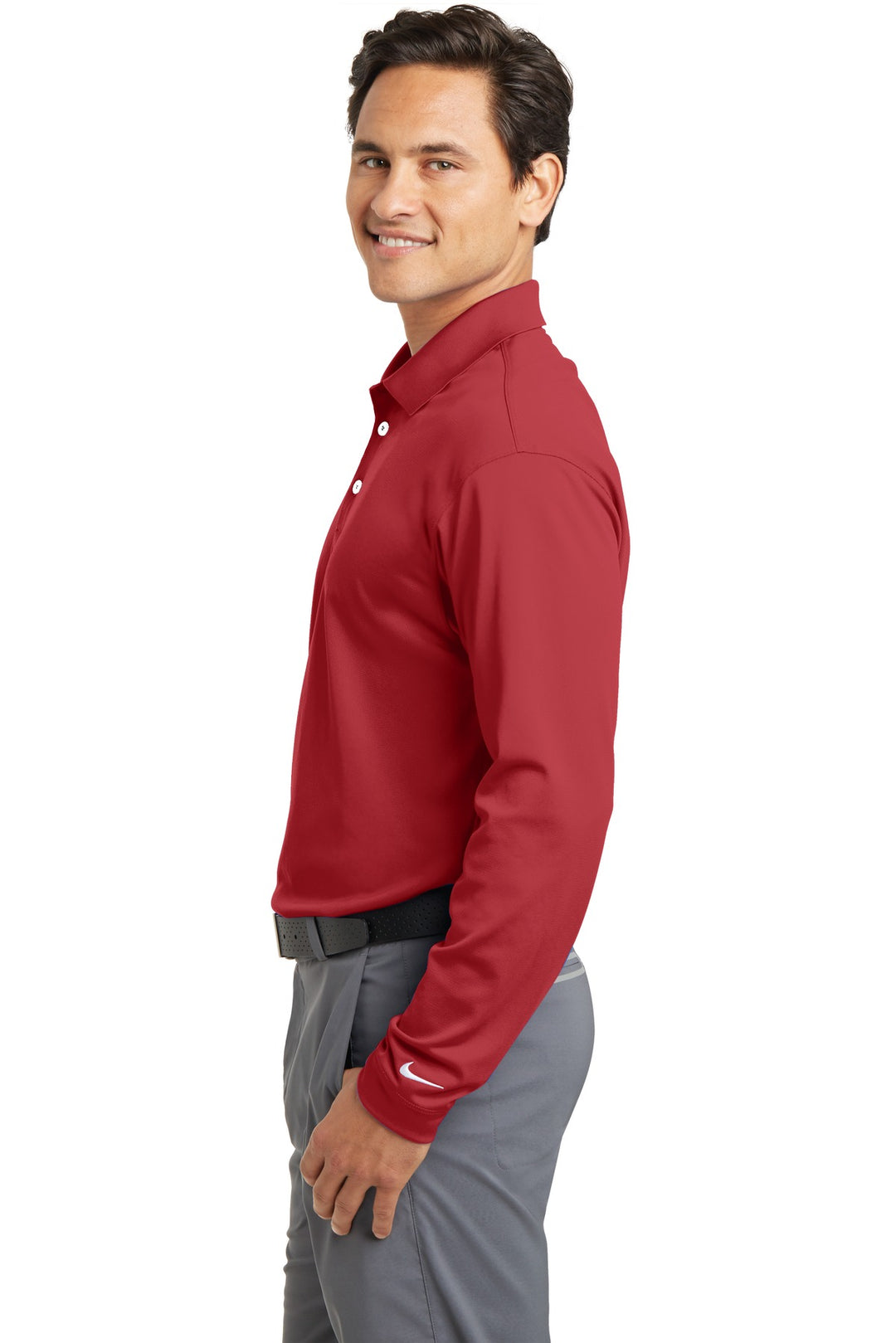 Varsity Red Nike Tall Long Sleeve Dri-FIT Stretch Tech Polo. 604940