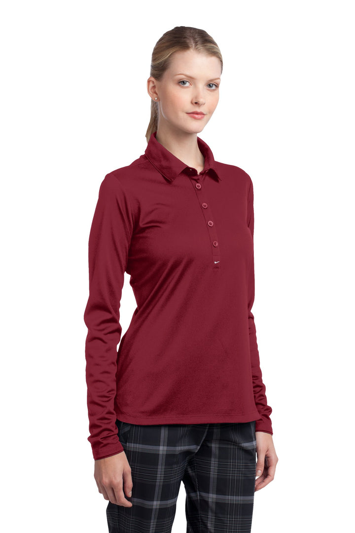 Varsity Red Nike Women's Long Sleeve Dri-FIT Stretch Tech Polo. 545322