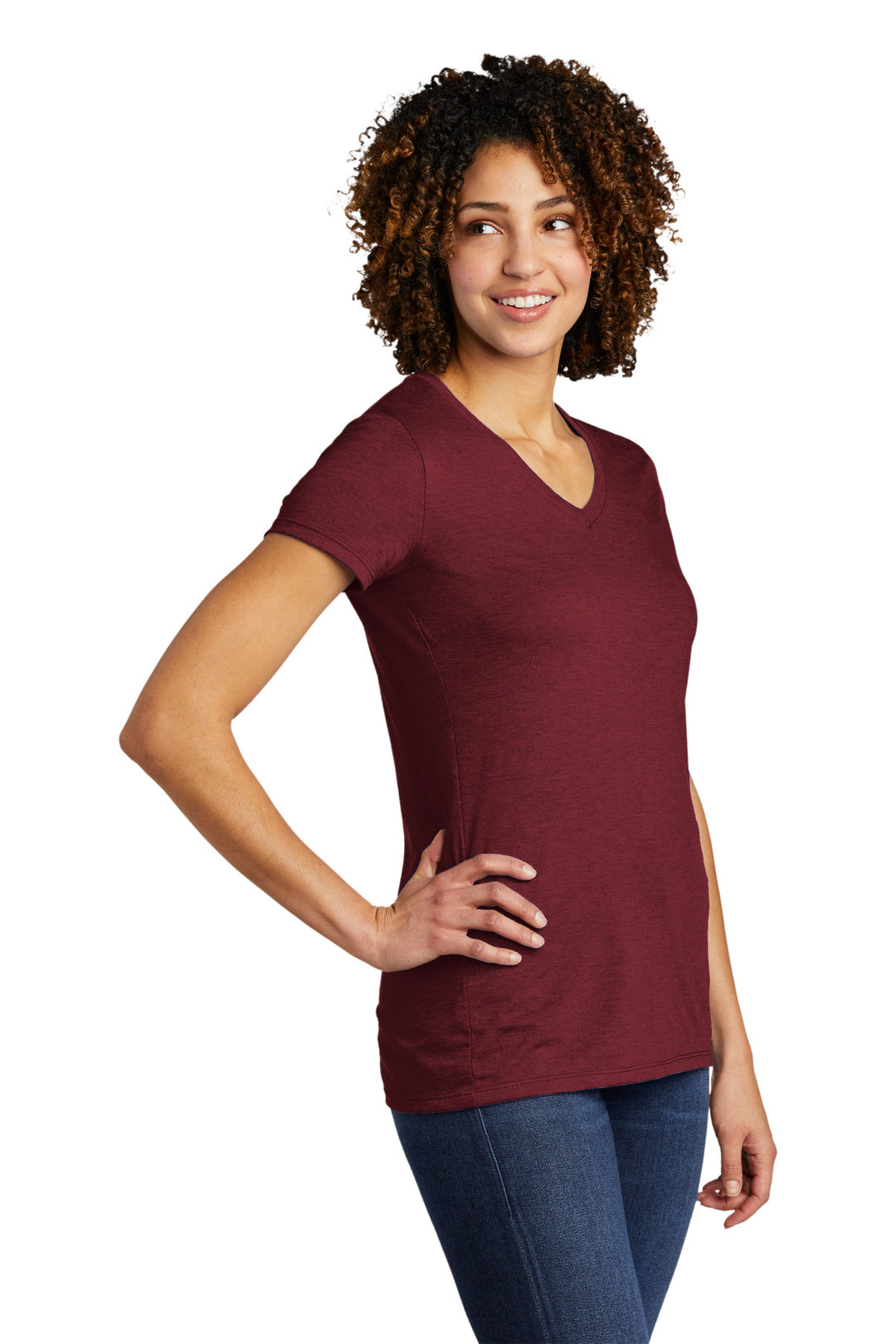 Vino Red Allmade Women's Tri-Blend V-Neck Tee AL2018