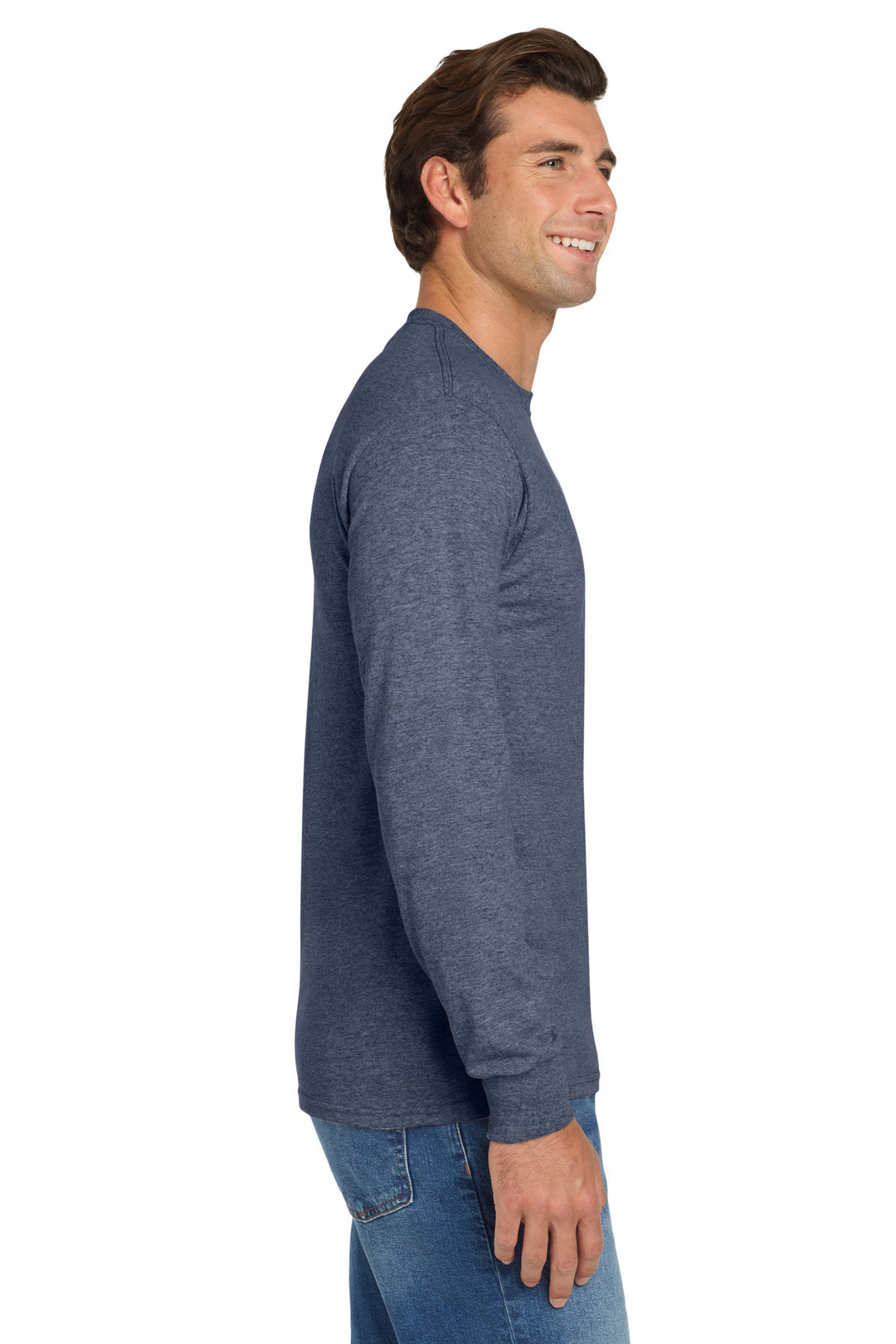 VtgHtrNavy Jerzees - Dri-Power 50/50 Cotton/Poly Long Sleeve T-Shirt. 29LS