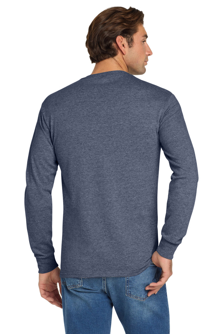 VtgHtrNavy Jerzees - Dri-Power 50/50 Cotton/Poly Long Sleeve T-Shirt. 29LS