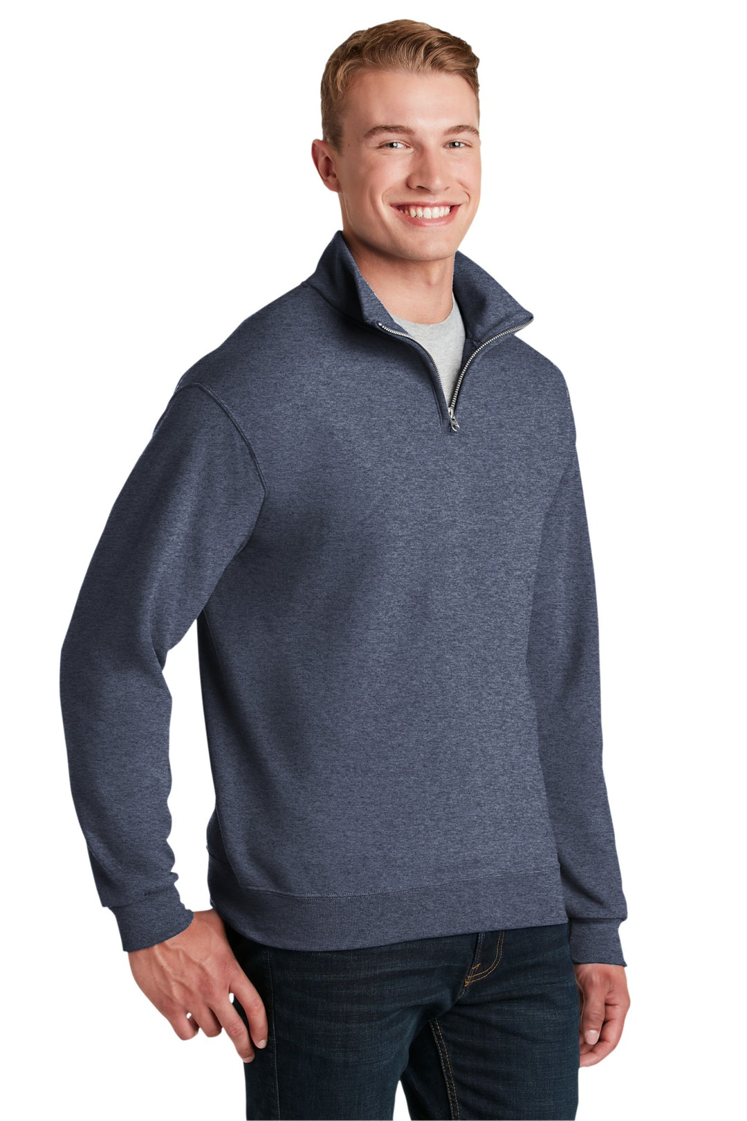 VtgHtrNavy Jerzees - NuBlend 1/4-Zip Cadet Collar Sweatshirt. 995M