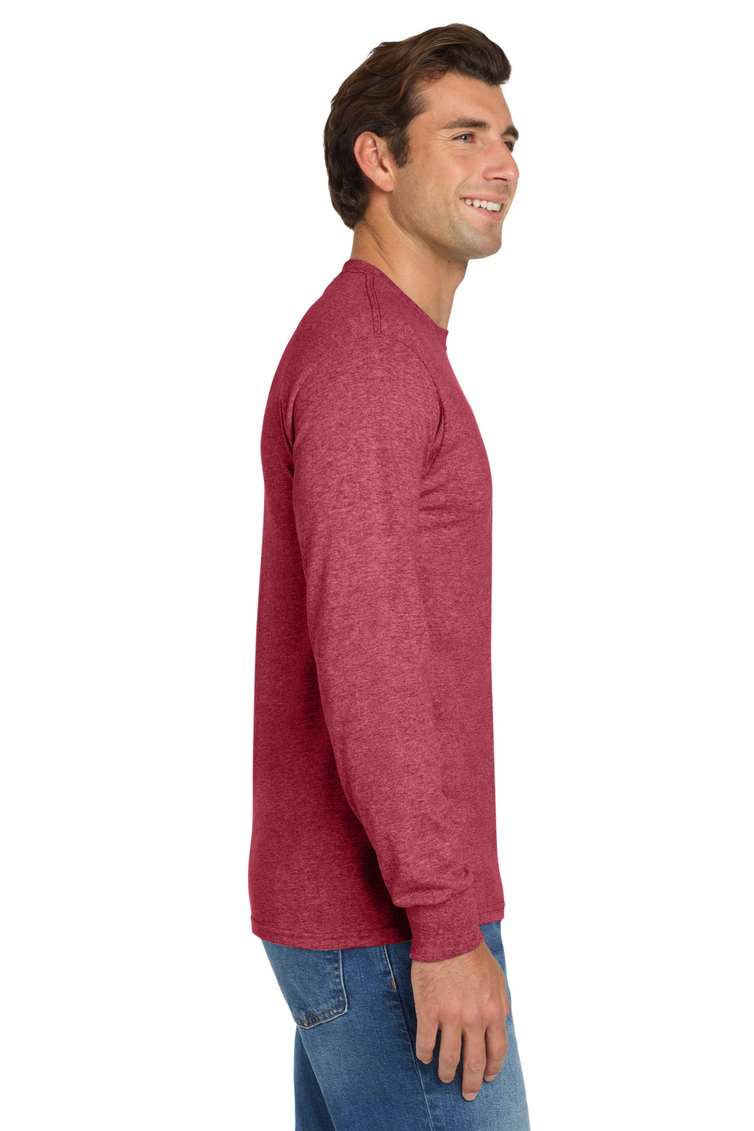 VtgHtrRed Jerzees - Dri-Power 50/50 Cotton/Poly Long Sleeve T-Shirt. 29LS