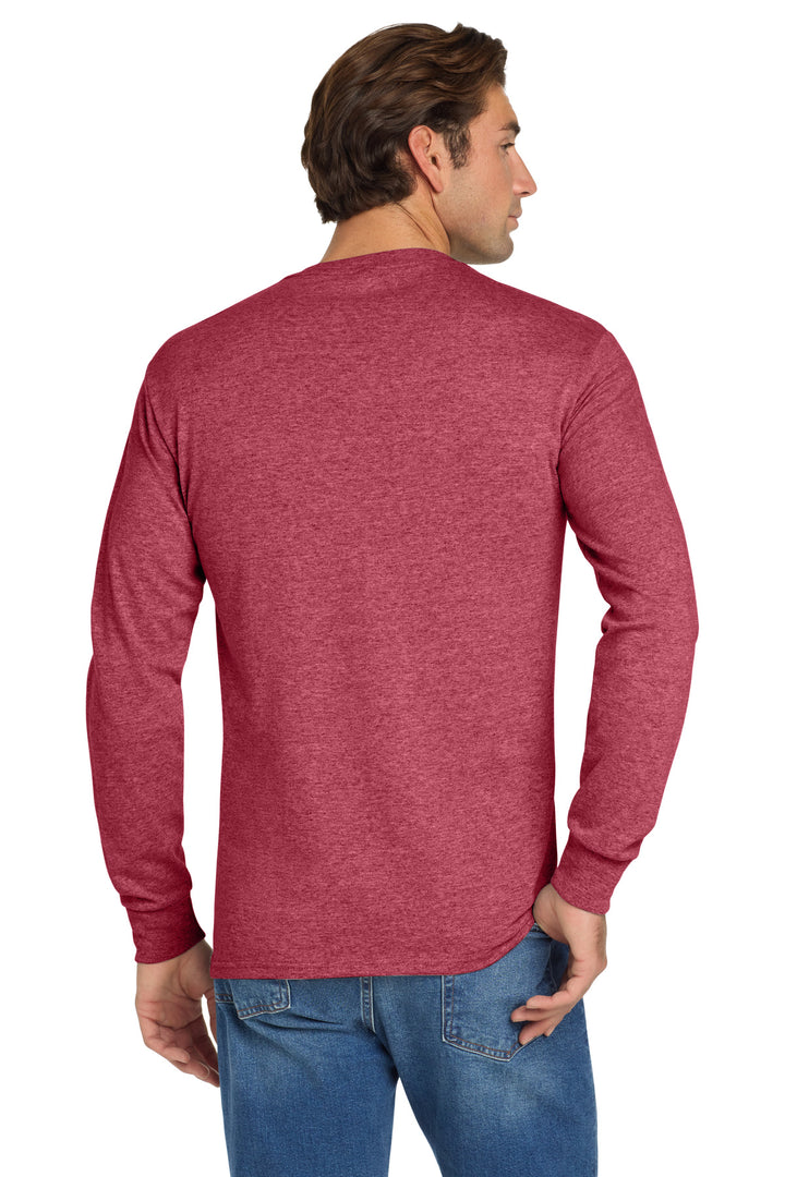 VtgHtrRed Jerzees - Dri-Power 50/50 Cotton/Poly Long Sleeve T-Shirt. 29LS