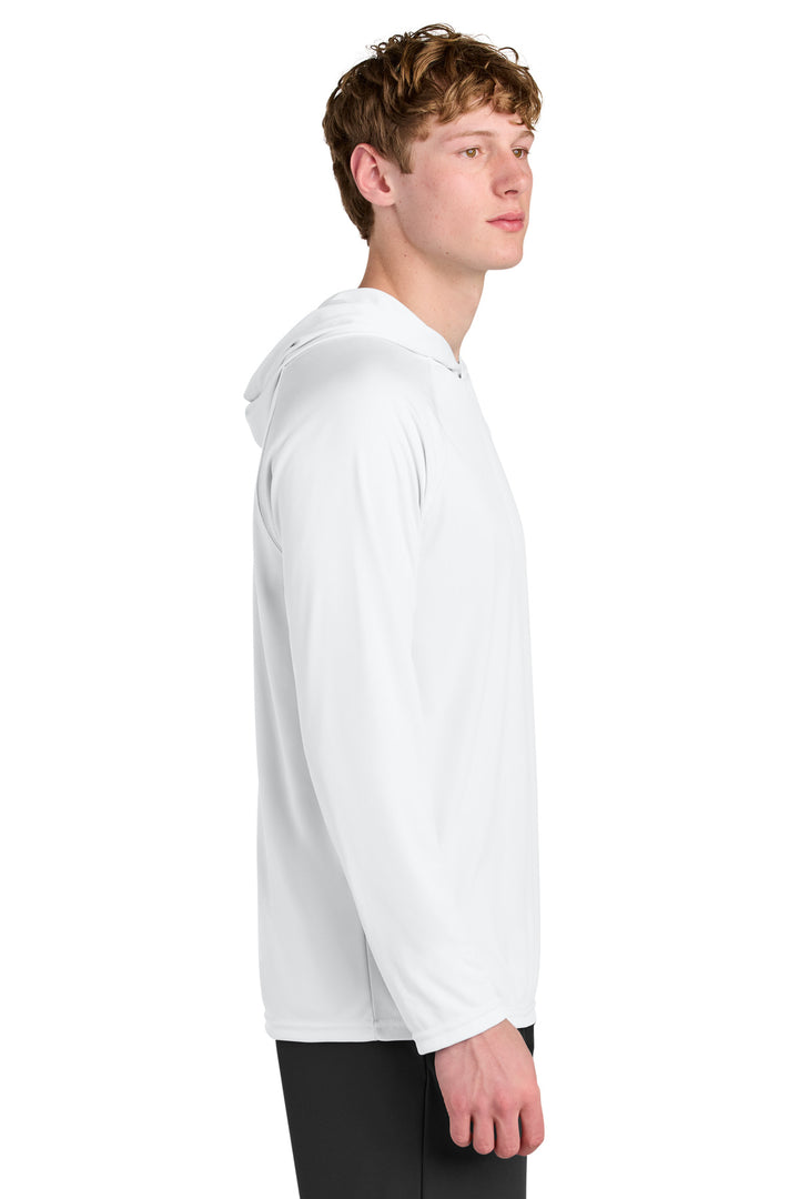 White A4 Cooling Performance Long Sleeve Hooded Tee A4N3409