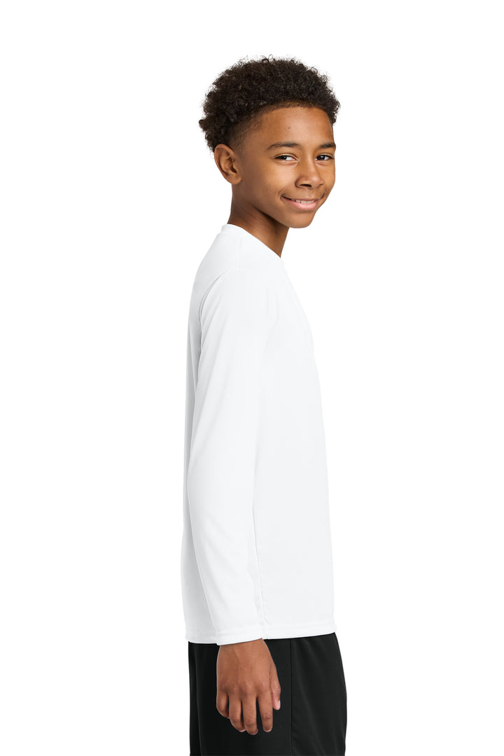 White A4 Youth Cooling Performance Long Sleeve Tee A4NB3165