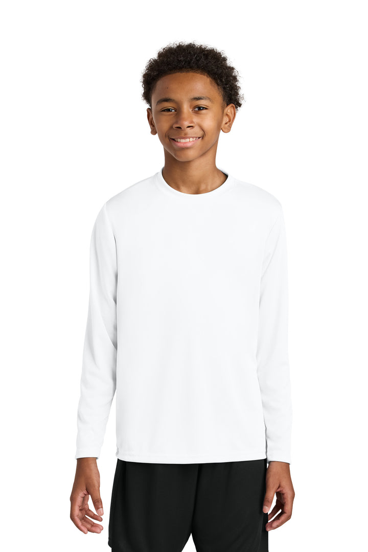 White A4 Youth Cooling Performance Long Sleeve Tee A4NB3165